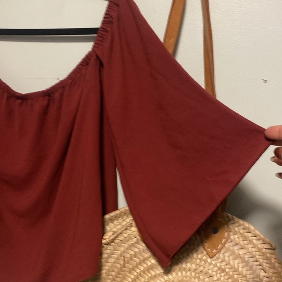 💚 Wilfred Deep Redy Orange Off-Shoulder Blouse - small cosmetic flaw - medium - Picture 6 of 6